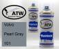 Preview: Volvo, Pearl Gray, 101: 400ml Sprühdose + 400ml Klarlack - Set, von ATW Autoteile West.